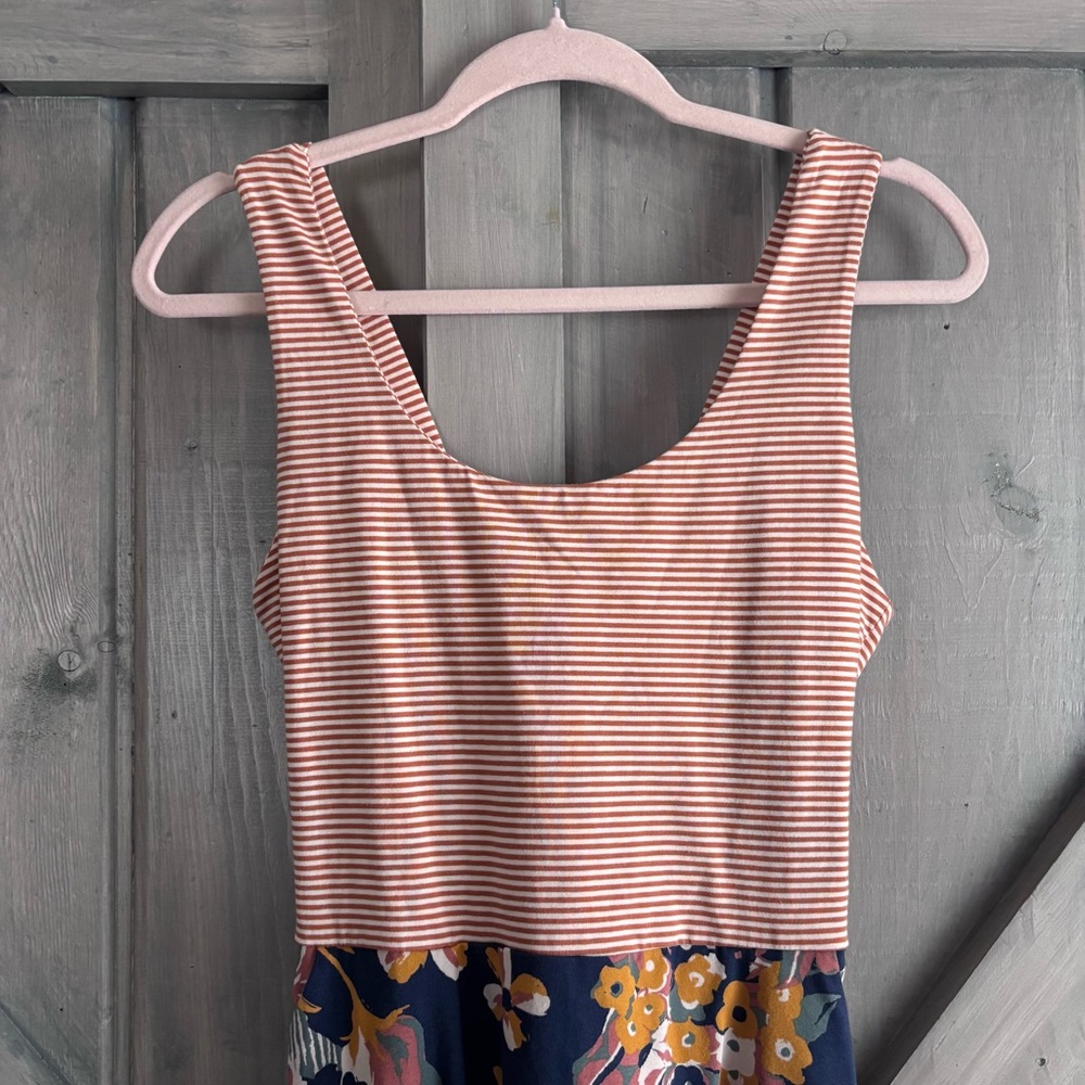 PACT Stripe and Floral Dress Organic Cotton with pockets size M - Picture 2 of 7